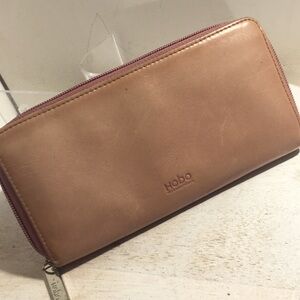 HOBO vintage leather zipper Clutch Wallet rose pink.